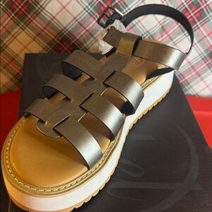 Modern Comfort Pewter Platform Sandals